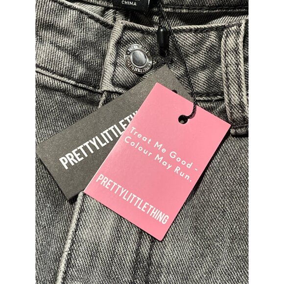 PrettyLittleThing Womens Grey Wash Ruched Straight Leg Jeans Size US 2 UK 6 - Picture 8 of 9